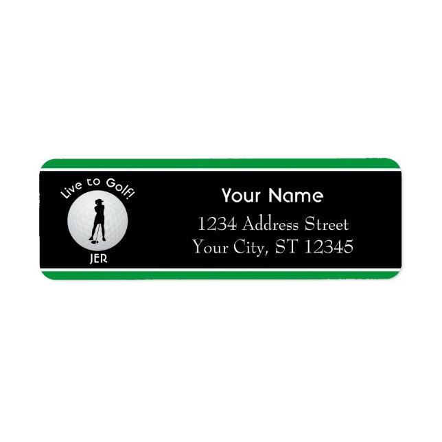 Golf Quote Ball Lady Golfer Initials Green Black L Label (Front)
