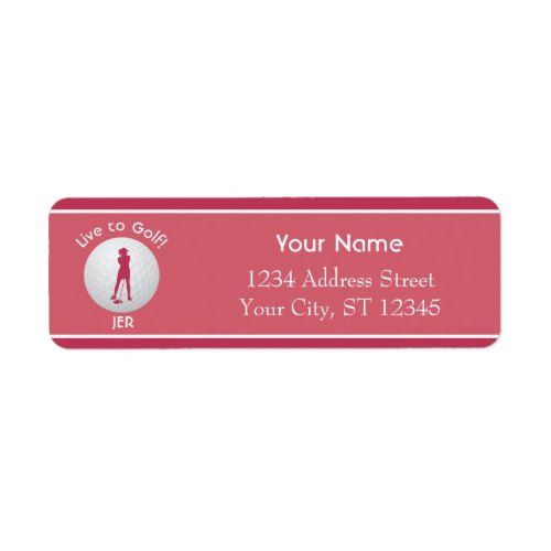 Golf Quote Ball Lady Golfer Initials Magneta Pink Label