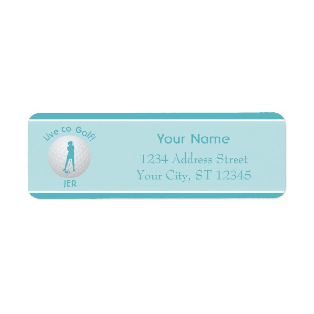 Golf Quote Ball Lady Golfer Initials Teal Green Label (Front)