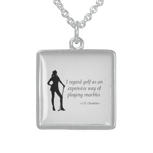 Golf Quote Locket Sterling Silver Necklace