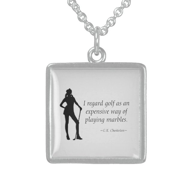 Golf Quote Locket Sterling Silver Necklace (Front)