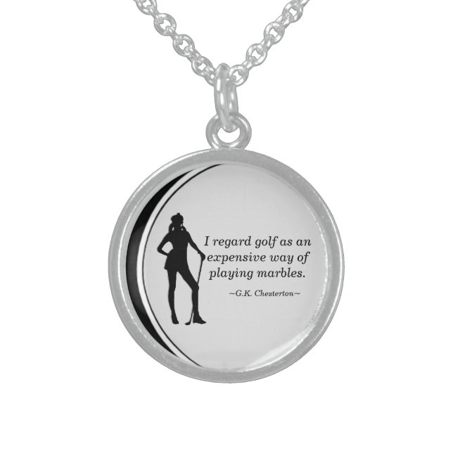 Golf Quote Locket Sterling Silver Necklace (Front)