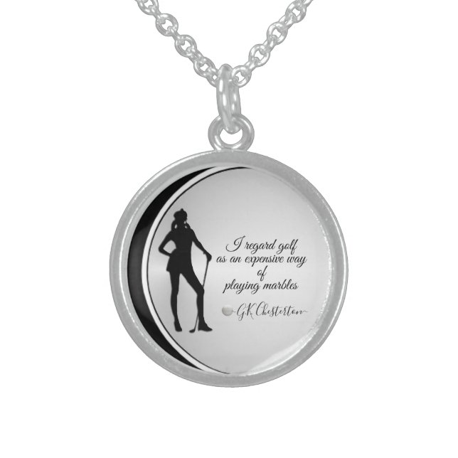 Golf Quote Locket Sterling Silver Necklace (Front)
