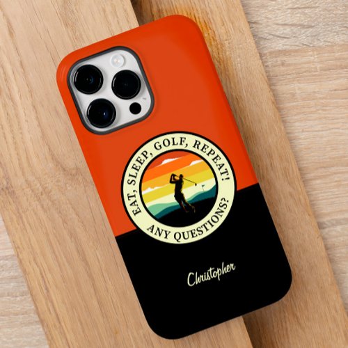 Golf Quote Monogrammed Golfer Silhouette For Him   Case_Mate iPhone 14 Pro Max Case