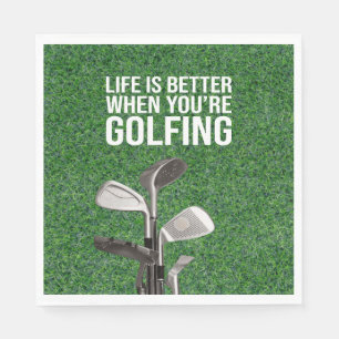 Golf Quotes on green grass for golfer party Napkins