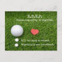 Golf R.S.V.P. Card with golf ball and red heart