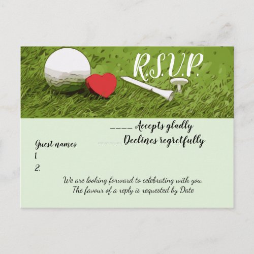 Golf RSVP wedding invitation with golf ball Postcard