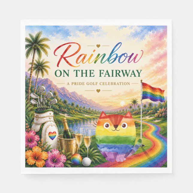 Golf Rainbow on the Fairway Pride Golf Celebration Napkins (Front)