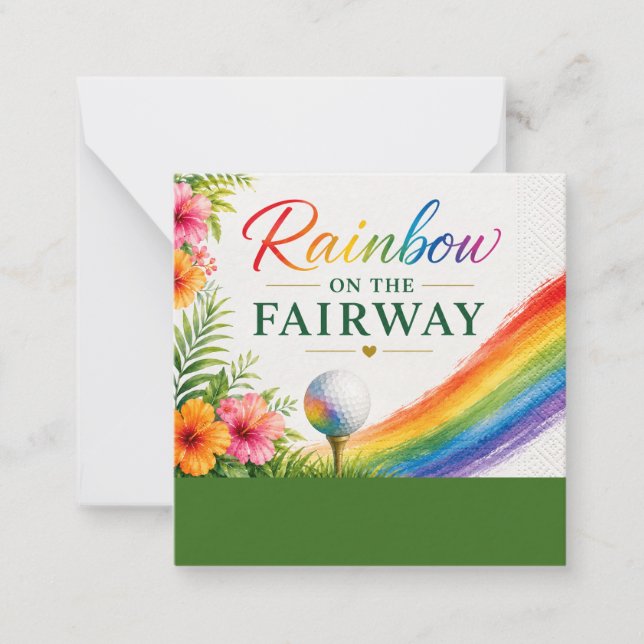 Golf Rainbow on the Fairway Pride Golf Celebration Note Card (Front)