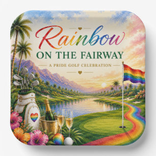 Golf Rainbow on the Fairway Pride Golf Celebration Paper Plates