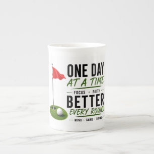 Golf Red Flag Golf Lifestyle Typography Design Bone China Mug