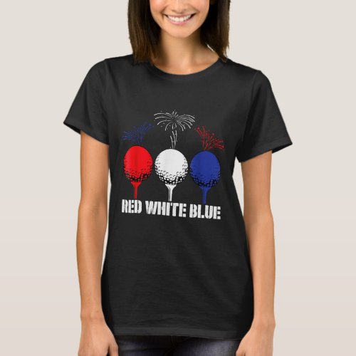 Golf Red White Blue USA Flag Patriotic 4th of July T_Shirt