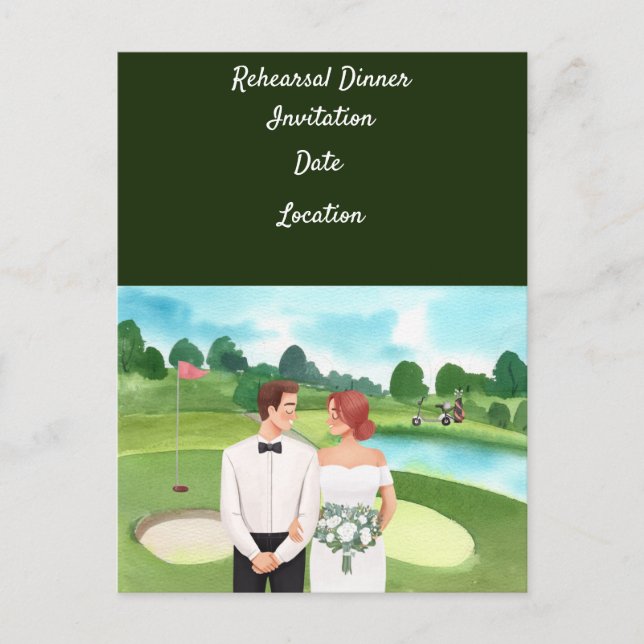 Golf rehearsal Wedding Dinner Invitation   Postcard (Front)