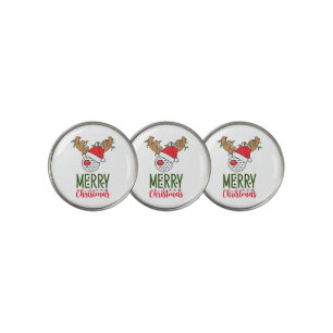 Golf Reindeer Christmas Hat Lights Golf Ball Marker