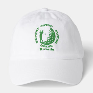 Golf Repeat Meme Hat - Personalized White Dad Cap