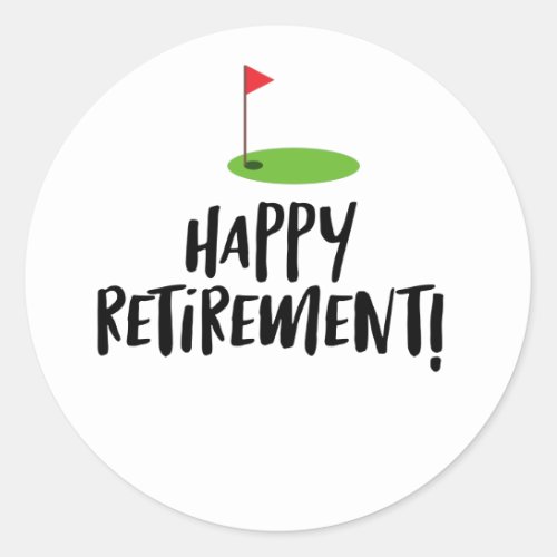Golf Retire Happy Retirement with golf flag  Classic Round Sticker