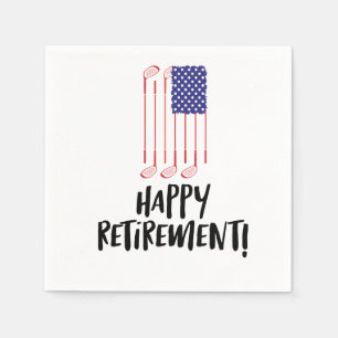 Golf Retire Happy Retirement with golf flag Napkins