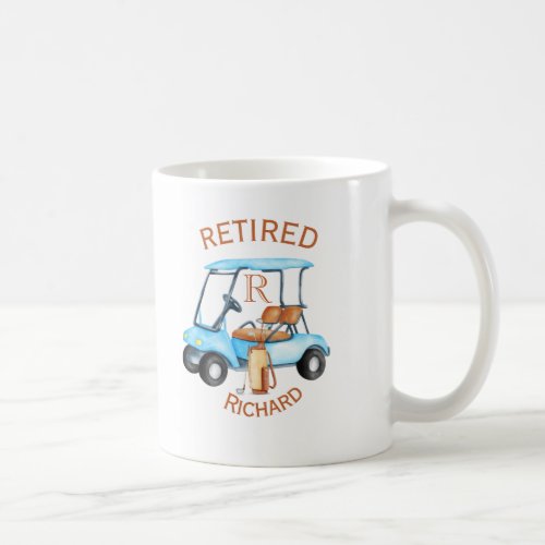 Golf Retired Monogram Name  Coffee Mug
