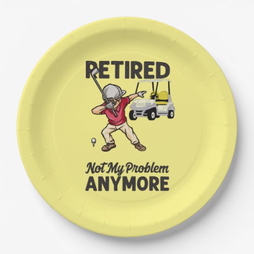 Golf Retired not my problem anymore dabbing golfer Paper Plates