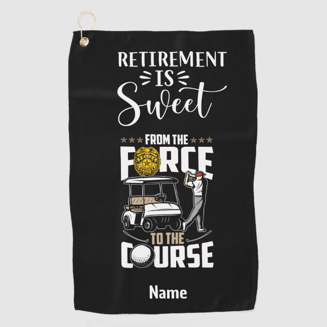 Golf Retired Police Officer Golfer Retirement Towel (Front)
