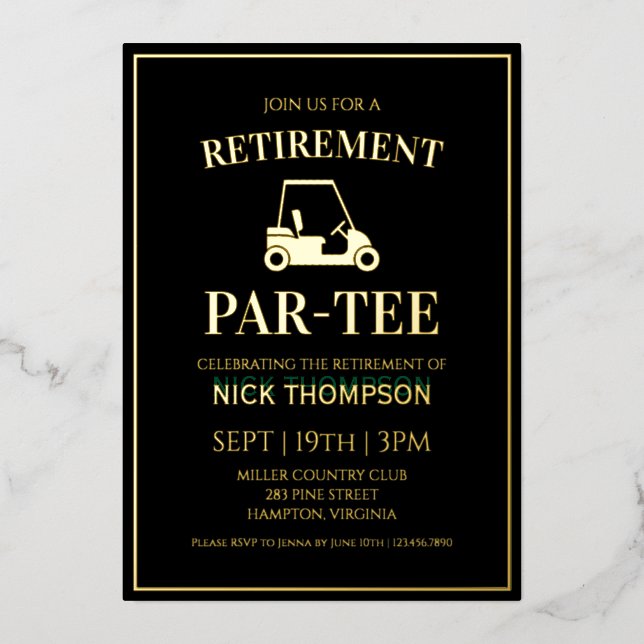 Golf Retirement Foil Invitation (Front)