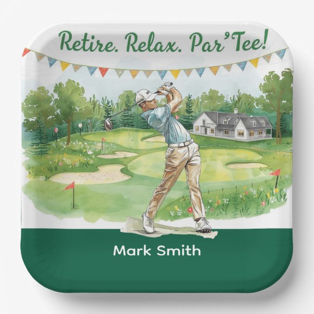 Golf  retirement for golfer  paper plates (Front)
