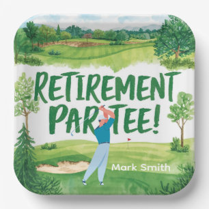 Golf retirement for golfer paper plates