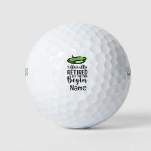 Golf Retirement for golfer with flag on green Balls
