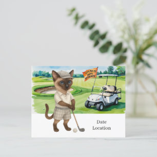 Golf Retirement for Siamese Cat Lovers Invitation 