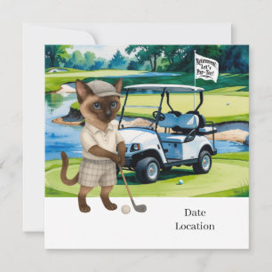 Golf Retirement for Siamese Cat Lovers Invitation