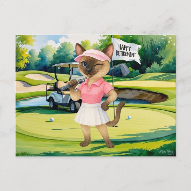 Golf retirement for Siamese Cat lovers Postcard (Front)