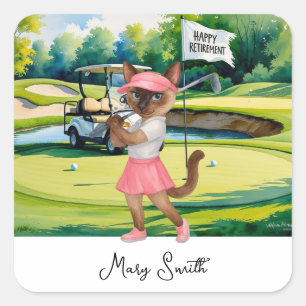 Golf retirement for Siamese Cat lovers Square Sticker