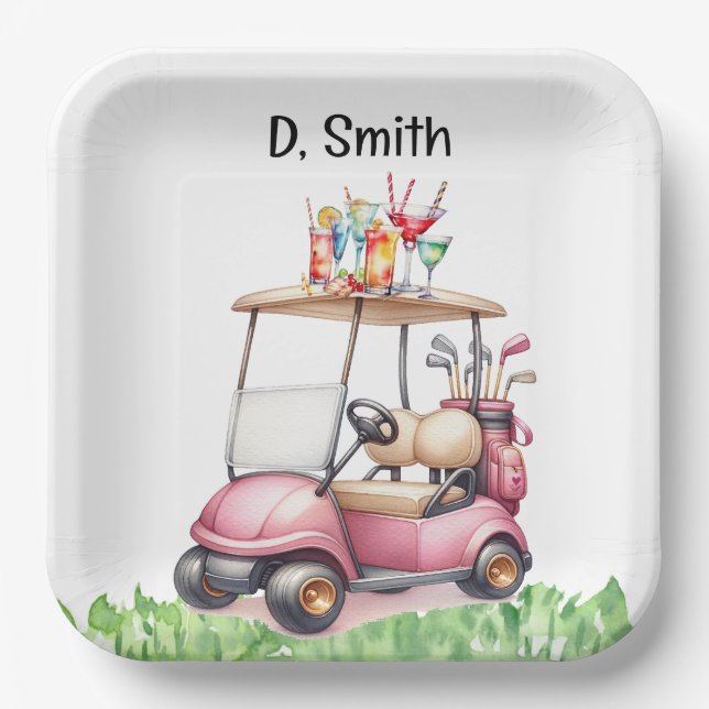 Golf retirement  for woman golfer paper plates (Front)