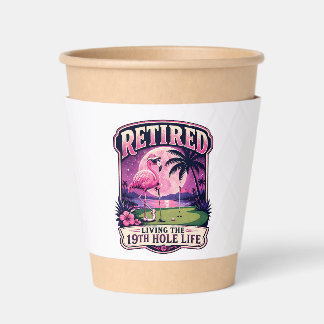 Golf Retirement Party 19th Hole Flamingo Humor Coffee Cup Sleeve