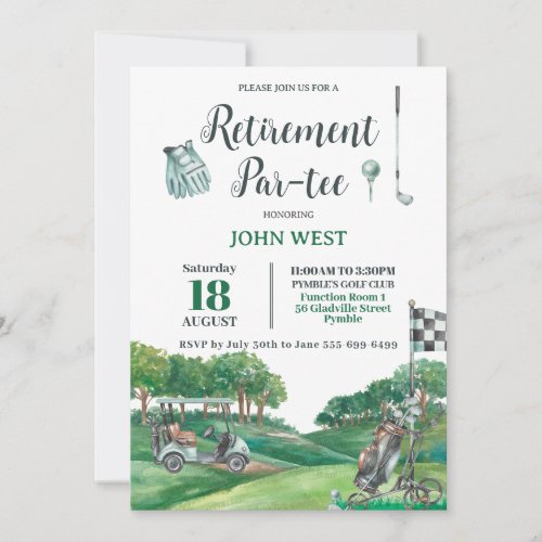 Golf Retirement Party Green Trees Course Invitation