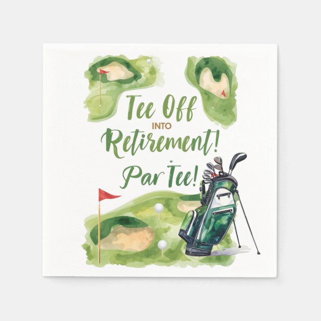 Golf retirement party with golf bag on green  napkins (Front)