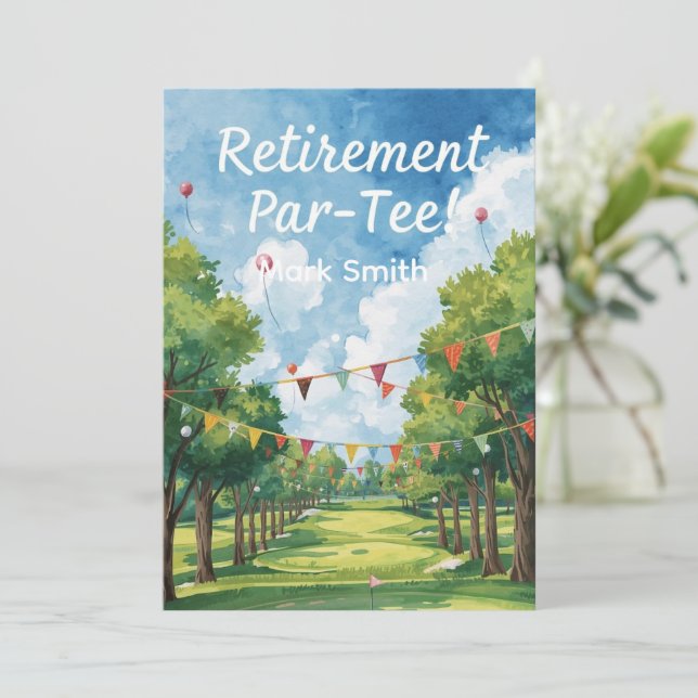 GOLF RETIREMENT Retire, Relax & ParTee for golfer Invitation (Standing Front)