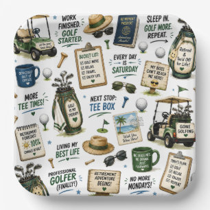 GOLF RETIREMENT Tee off ParTee for golfer Paper Plates