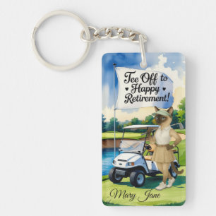 Golf Retirement themed for Siamese Cat lovers Keychain