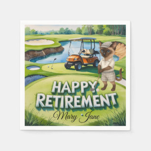 Golf Retirement themed for Siamese Cat lovers Napkins