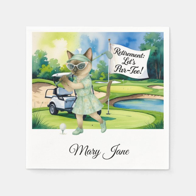 Golf Retirement themed for Siamese Cat lovers Napkins (Front)
