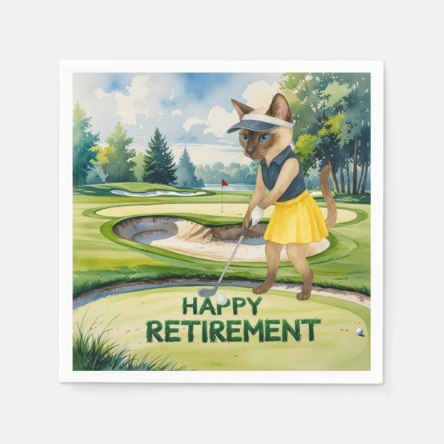 Golf Retirement themed for Siamese Cat lovers Napkins (Front)