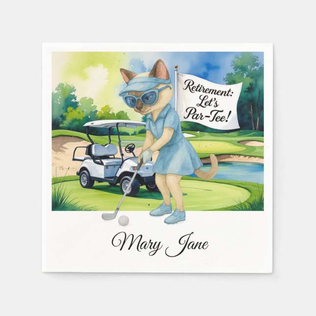 Golf Retirement themed for Siamese Cat lovers Napkins (Front)