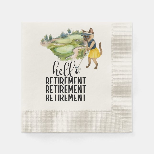 Golf Retirement themed for Siamese Cat lovers Napkins (Front)