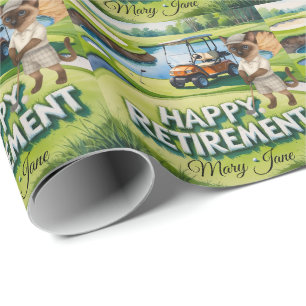 Golf Retirement themed for Siamese Cat lovers Wrapping Paper