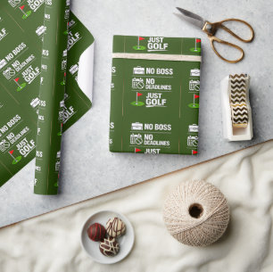 Golf Retirement themed with golf ball on green Wrapping Paper