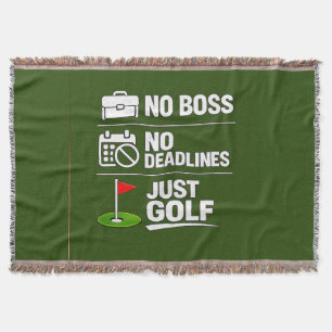 Golf Retirement themed with golf flag on green Throw Blanket