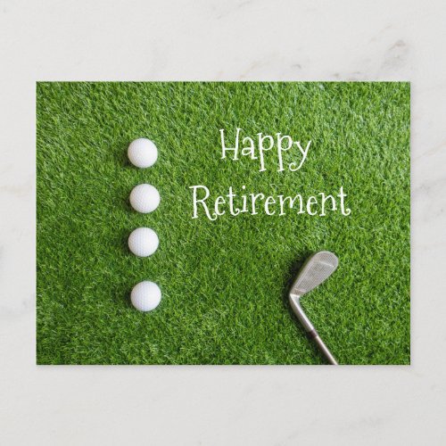 Golf retirement to golfer with golf ball on green postcard
