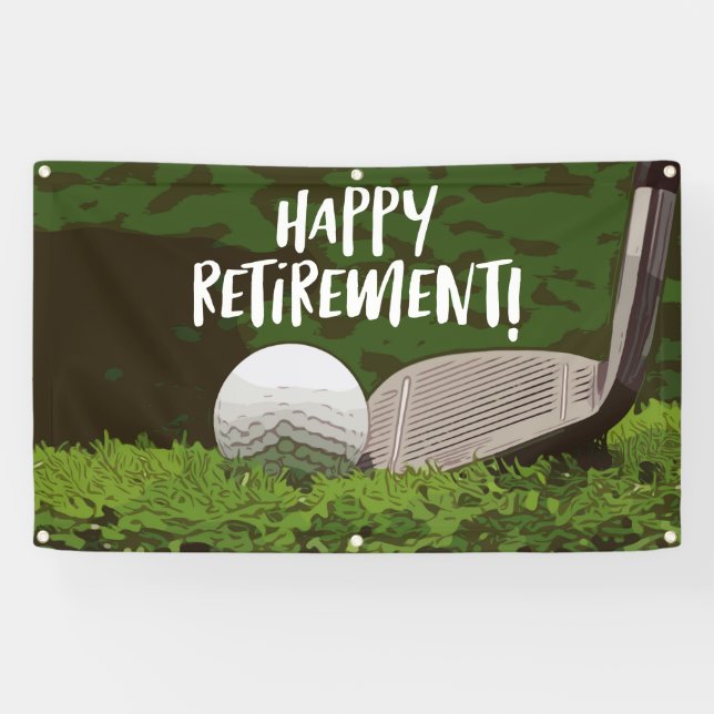 Golf Retirement with ball and iron on green  Banner (Horizontal)