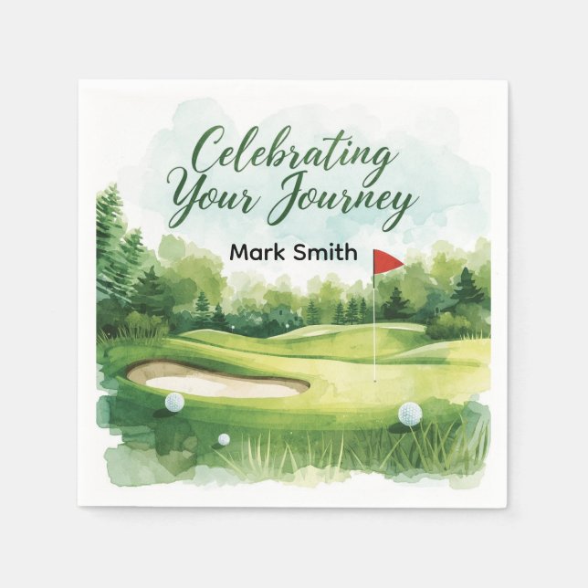 Golf Retirement with ball on green  Napkins (Front)